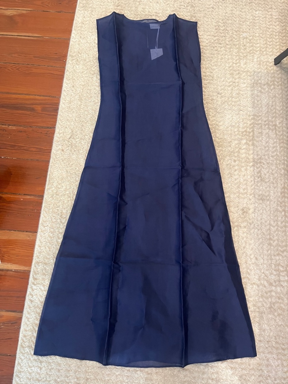Sleeveless Navy Midi Dress - Classic A-Line
